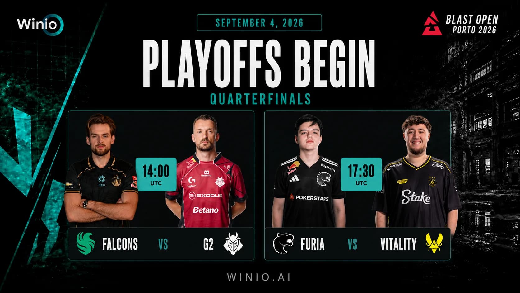 BLAST Open Porto 2026: September 4 Playoff Schedule