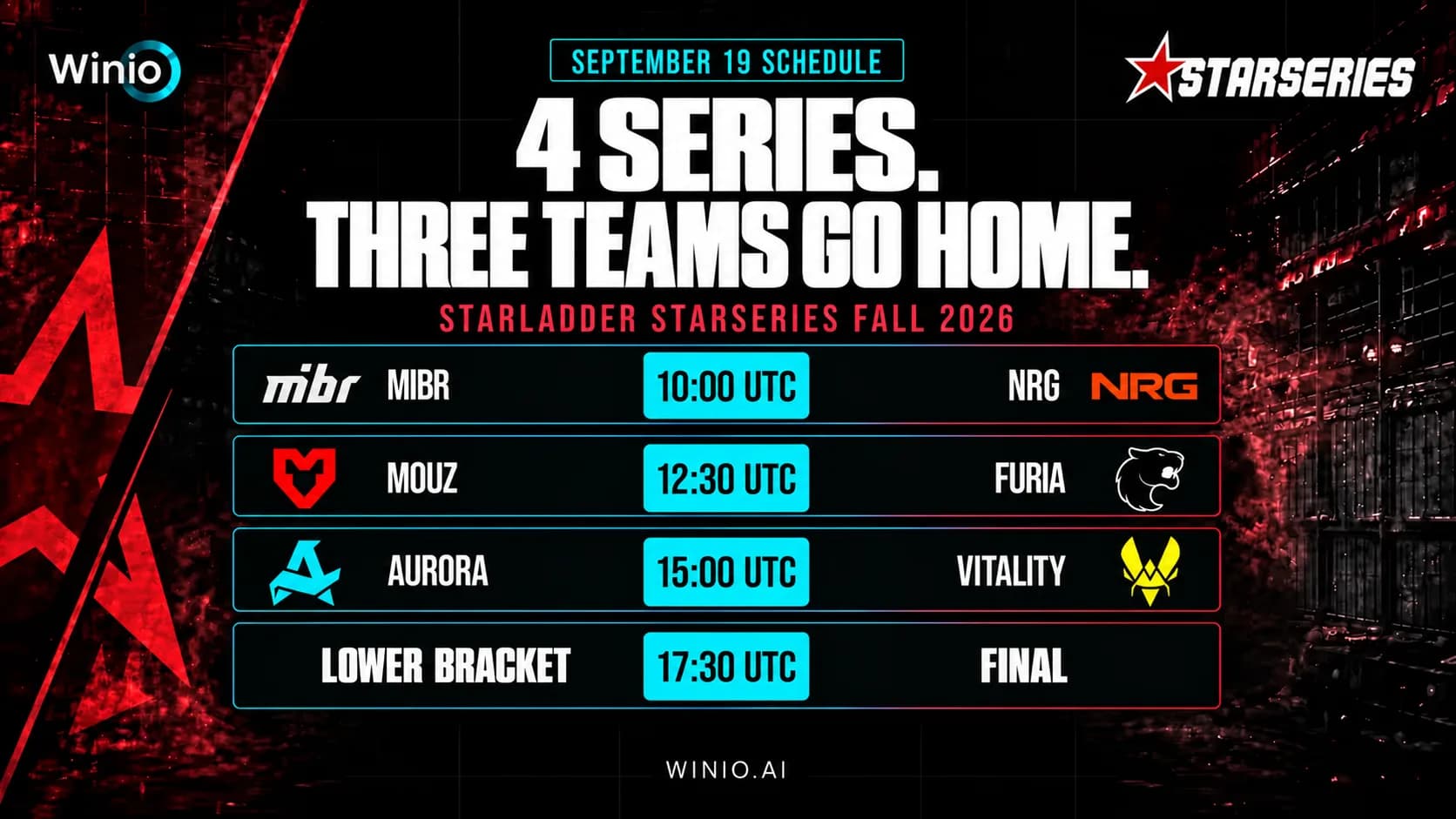 StarSeries Fall 2026 matches today: schedule for September 19