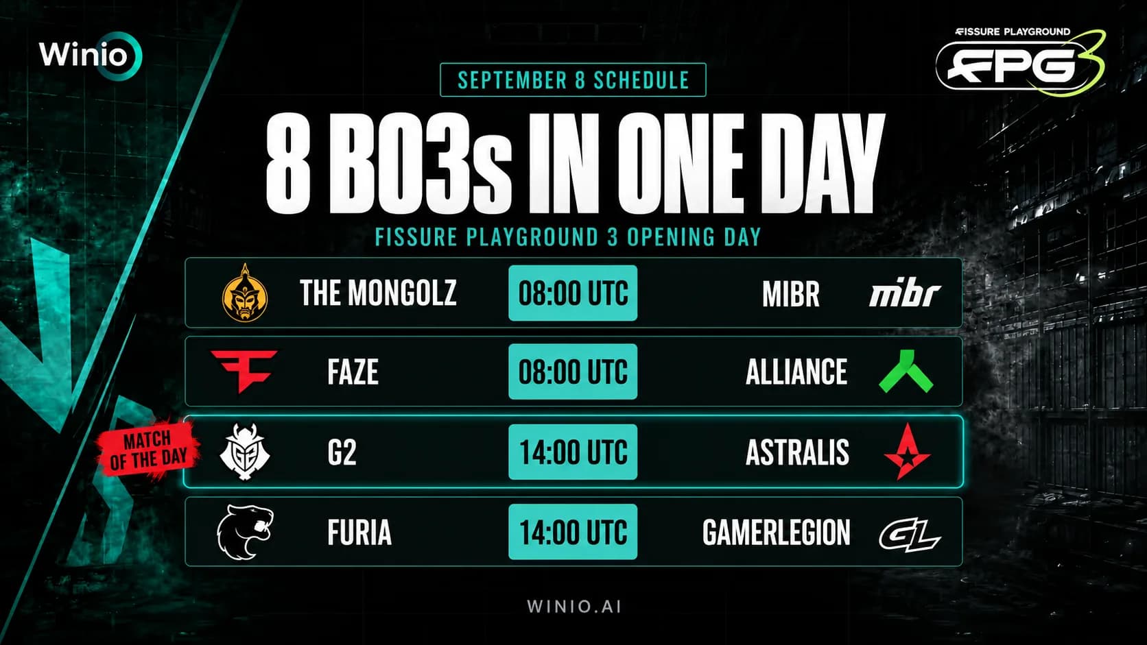 FISSURE Playground 3 Matches Today: September 8 Schedule