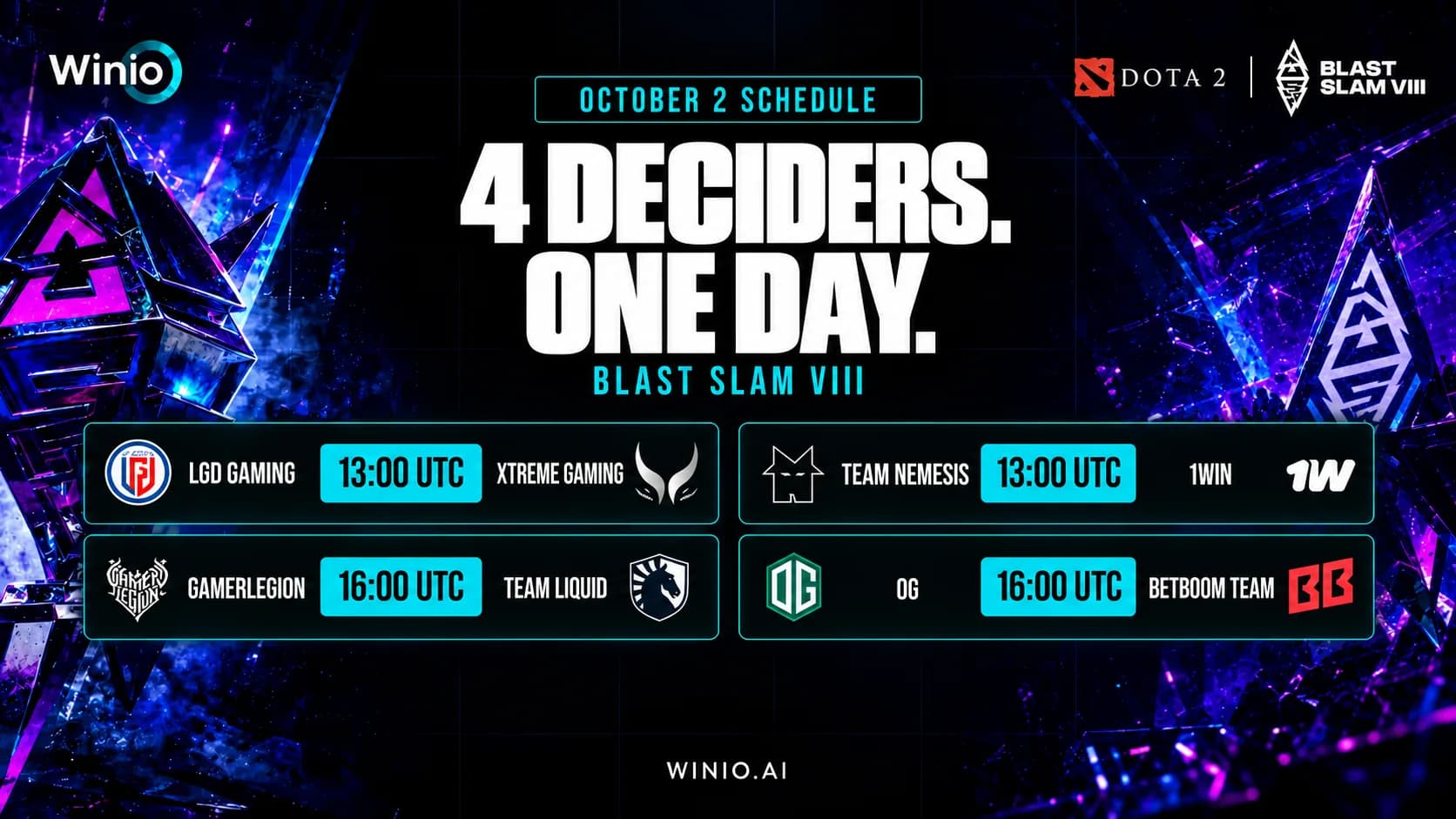 BLAST Slam VIII Schedule for October 2: Four Elimination Matches