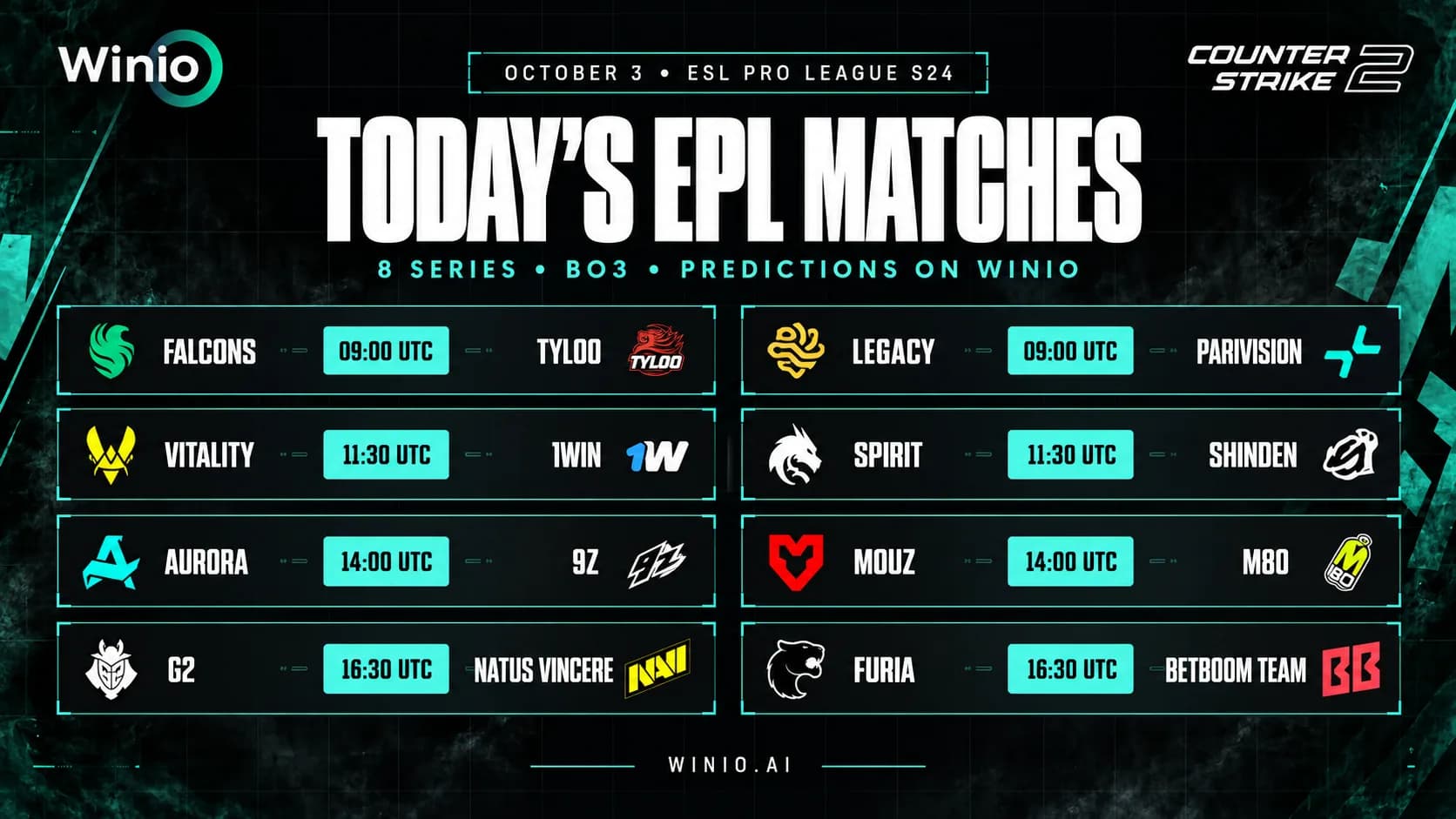 ESL Pro League Season 24 Predictions and Schedule for October 3